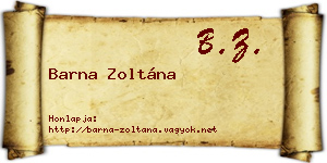 Barna Zoltána névjegykártya